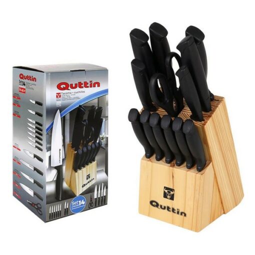 Knivesæt med knivblok i træ Quttin Black (14 pcs)