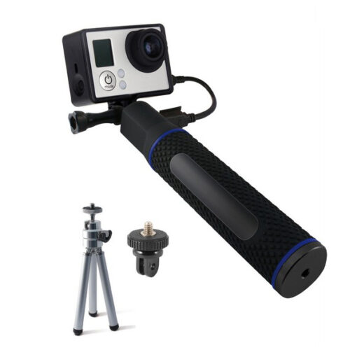 Selfiestang med Power Bank til sportskamera 5200 mAh Sort