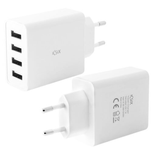 Vægoplader 4 USB 4.5A Hvid