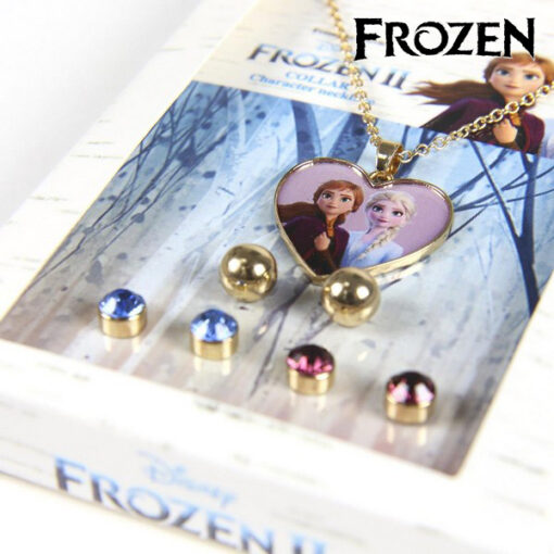 Sæt med halskæde og øreringe Frozen 71365 Gylden - Image 2