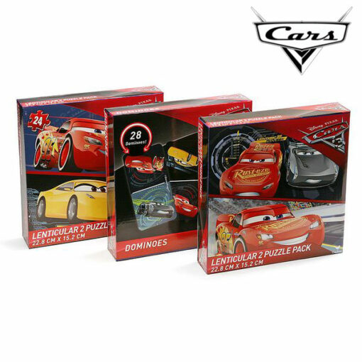 Sæt med Puslespil og Domino Cars 11135 (3 uds)