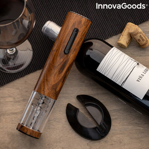 Automatisk genopladelig proptrækker med træ-effekt Corkout InnovaGoods - Image 3