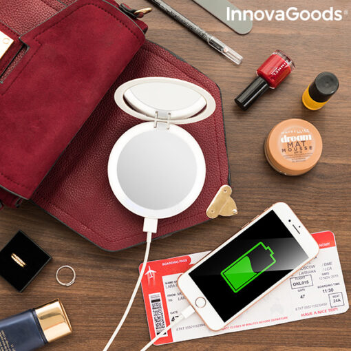 Lommespejl med LED og Power Bank 3-i-1 Mirbat InnovaGoods 3000 mAh - Image 6