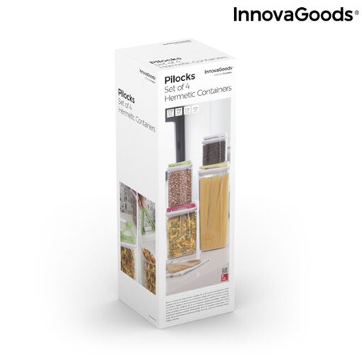 Sæt med stabelbare hermetiske køkkenbeholdere Pilocks InnovaGoods 4 Dele - Image 2