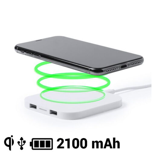 Trådløse Oplader til Smartphones Qi 2100 mAh USB 145764