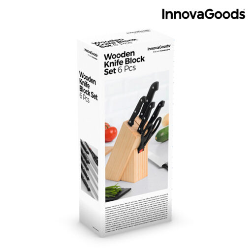 InnovaGoods Knivsæt med Knivholder af Træ (6 Dele) - Image 6