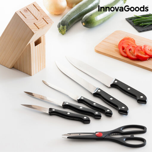 InnovaGoods Knivsæt med Knivholder af Træ (6 Dele) - Image 5