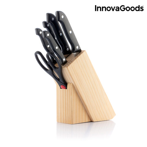InnovaGoods Knivsæt med Knivholder af Træ (6 Dele) - Image 4