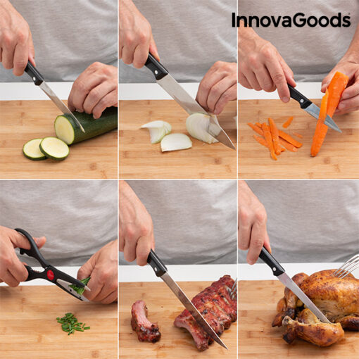 InnovaGoods Knivsæt med Knivholder af Træ (6 Dele) - Image 3