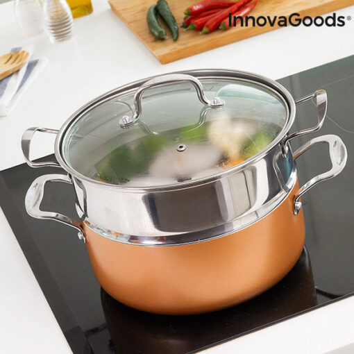 InnovaGoods Grydesæt & dampkoger med kobbereffekt (6 dele) - Image 2